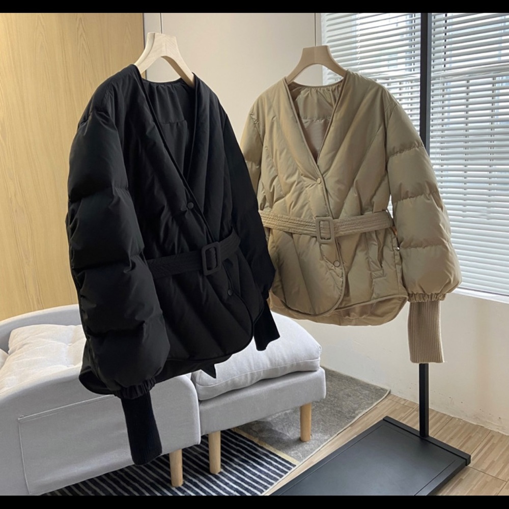 New Puff Down Quilted Tan color Streetwear Fashion women Autumn Winter Coat - Picture 4 of 16
